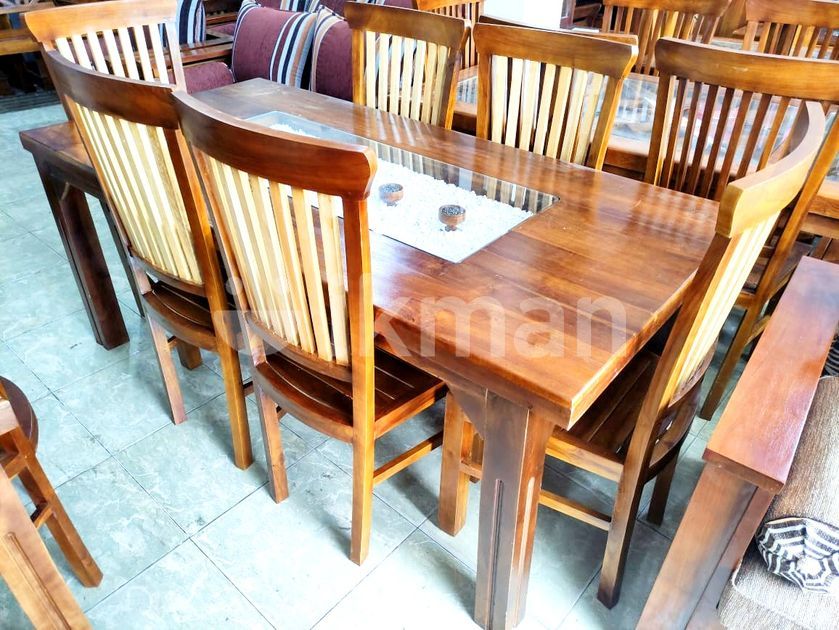 Teak dining table with 6 chairs tdtc2649 Kaduwela ikman.lk