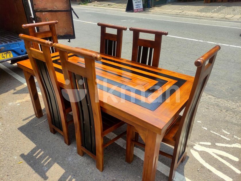 Teak Dining Table with Chairs 6ftx3ft TDT2802 Kaduwela ikman