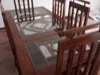 teak dinning table with 6 chairs (N-2)
