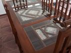 teak dinning table with 6 chairs (N-2)