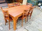 Teak Dinning Table with Modern Restaurant Chairs 6x3 - TDT2102