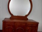 Teak Dressing Table with Cushioned Stool