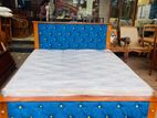 Teak Elegant Royal Cushioned Bed with Japanese Hybrid Plush Mattress 6x5