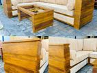 Teak Ex Larag Heavy L sofa set with stone table code 82837