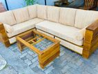 Teak Ex Large L Pillow Sofa Set with Stone Table Code 73736