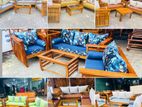 Teak Ex Large Luxury Fabric Melon Sofa with Stool TMS2101