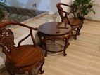 4 Carved Wooden Chairs with Table