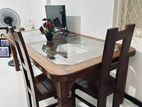 Teak Glass Dining Table with Chairs
