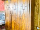 Teak Heavy 3 Door Top Light Bottom Drawers Wardrobe Code 467