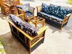 Teak Heavy 321 Sofa Set with Glass Top Stool Co 546de