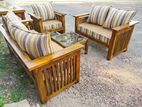 Teak Heavy 321 Sofa Set with Glass Top Stool Co345de