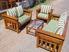 Teak Heavy 321 Sofa set with glass top stool co354de