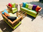 Teak Heavy 321 Sofa set with glass top stool co356de