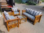 Teak Heavy 321 Sofa set with glass top stool co376de