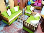 Teak Heavy 321 Sofa Set with Glass Top Stool Co544de