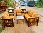 Teak Heavy 321 Sofa Set with Glass Top Stool Cod 287e