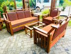 Teak Heavy 321 Sofa set with glass top stool cod 356e