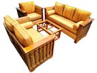 Teak Heavy 321 Sofa Set with Glass Top Stool Cod 390e