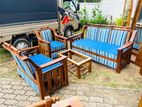 Teak Heavy 321 Sofa set with glass top stool cod345e