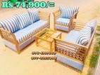 Teak Heavy 321 Sofa set with glass top stool cod356e