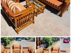 Teak Heavy 321 Sofa Set with Glass Top Stool Cod365e