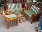 Teak Heavy 321 Sofa Set with Glass Top Stool Cod398e