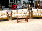 Teak Heavy 321 Sofa set with glass top stool cod543e