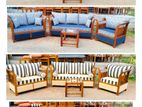 Teak Heavy 321 Sofa Set with Glass Top Stool COD709E