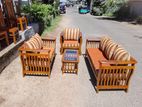 Teak Heavy 321 Sofa Set with Glass Top Stool Cod760e