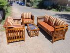 Teak Heavy 321 Sofa Set with Glass Top Stool Code 154