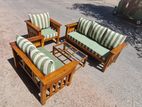 Teak Heavy 321 Sofa Set with Glass Top Stool Code 345