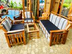 Teak Heavy 321 Sofa set with glass top stool code 345