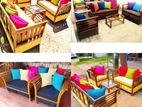 Teak Heavy 321 Sofa Set With Glass Top Stool Code 456