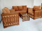 Teak Heavy 321 Sofa Set with Glass Top Stool Code 456