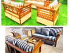 Teak Heavy 321 Sofa Set with Glass Top Stool Code 456