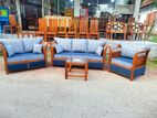 Teak Heavy 321 Sofa Set with Glass Top Stool Code 4568