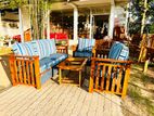 Teak Heavy 321 Sofa set with glass top stool code 457