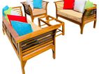 Teak Heavy 321 Sofa Set With Glass Top Stool Code 543