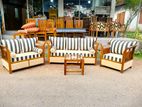 Teak Heavy 321 Sofa Set with Glass Top Stool Code 543