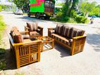 Teak Heavy 321 Sofa set with glass top stool code. 5432