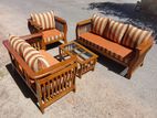 Teak Heavy 321 Sofa Set with Glass Top Stool Code 545