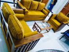 Teak Heavy 321 Sofa Set with Glass Top Stool Code 5577