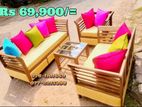 Teak Heavy 321 Sofa set with glass top stool code 564