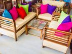 Teak Heavy 321 Sofa Set with Glass Top Stool Code 564