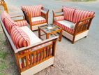 Teak Heavy 321 Sofa Set With Glass Top Stool Code 577