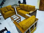 Teak Heavy 321 Sofa Set with Glass Top Stool Code 617