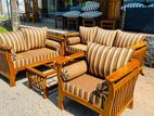 Teak Heavy 321 Sofa Set with Glass Top Stool Code 618