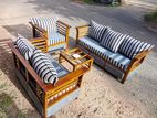 Teak Heavy 321 Sofa Set with Glass Top Stool Code 618