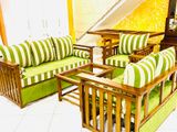 Teak Heavy 321 Sofa Set with Glass Top Stool Code 6189