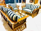 Teak heavy 321 Sofa Set with Glass Top Stool Code 6189